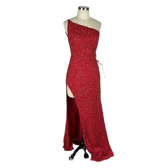 MAC DUGGAL 10711 Red One Shoulder Sequin Gown Women's Size 2 NWT - Picture 2 of 11